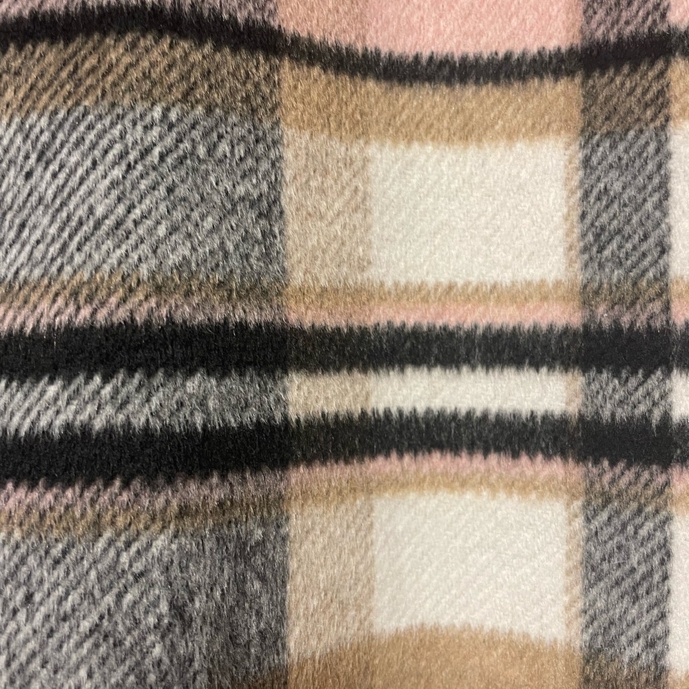 Plaid Shacket jacket shirt Wool blend Size Pink, gray M outdoors, coat, pockets - Picture 8 of 9